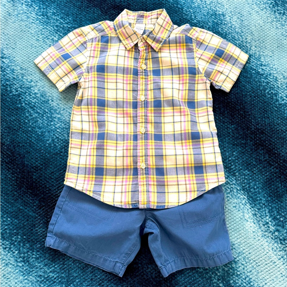 3T - Carters 2 piece plaid cotton button down
